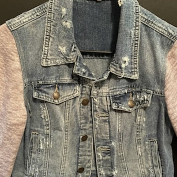 Free People Denim Jacket ~ removable hood - Picture 2 of 13